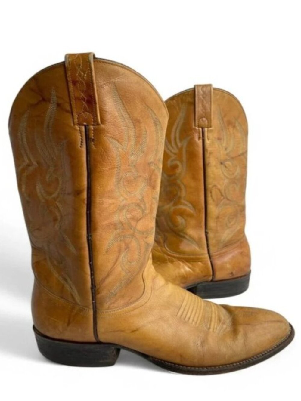 Vintage J. Chisholm Marbled Deerskin Leather Western Cowboy Boots Men's 9 D